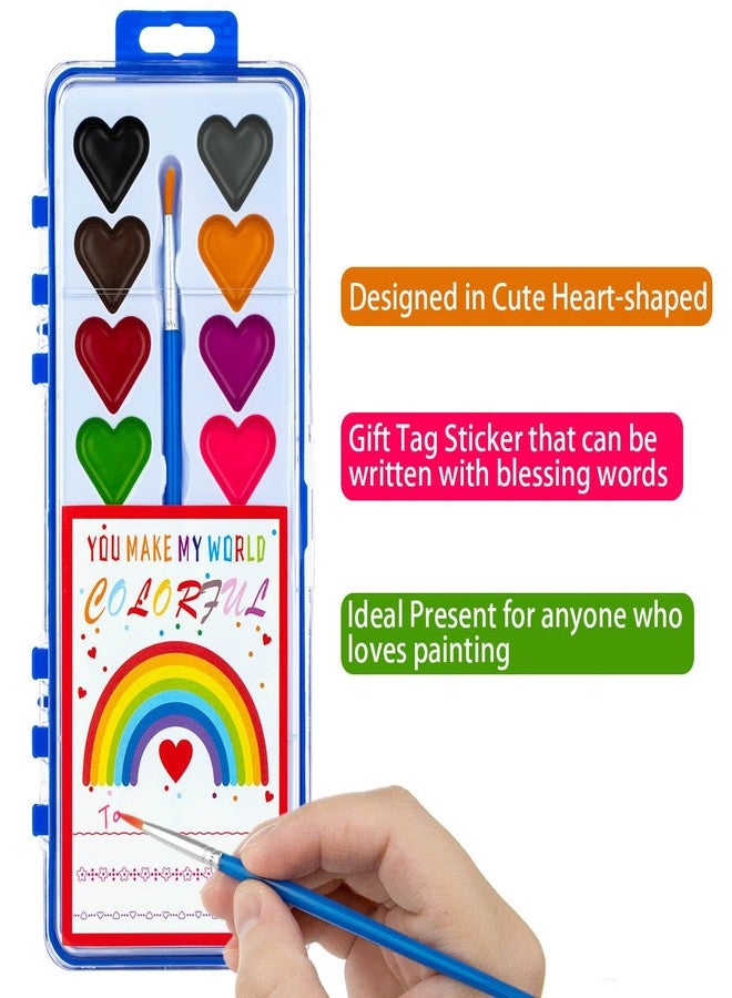 DOSEWART 36Pack Heart Watercolor Paint Set with Paintbrush for Kids, Valentines Day Gifts for Kid Prizes Exchange Gifts Valentines Party Favors for Preschool Classroom School - Image 3
